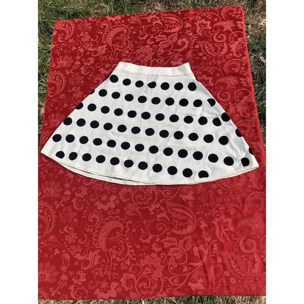 HYPR Women White Black Casual Skirt Small‎ Medium Polka Dot Short Spring Summer